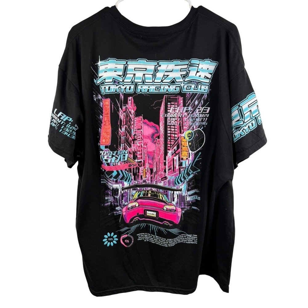 Fresh Laundry Tokyo Racing Club Graphic Tee Black Vaporwave Mens 2XL JDM T-Shirt